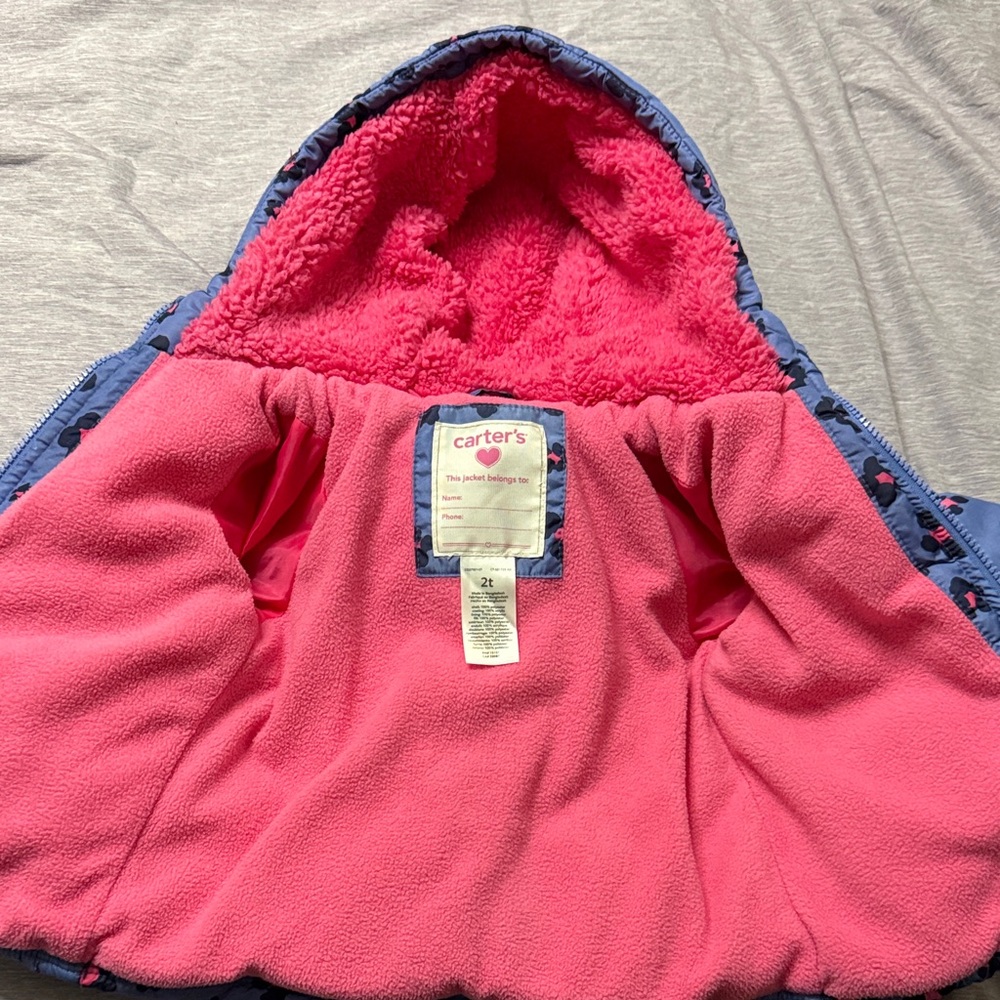 Blue & Pink Leopard Winter Coat